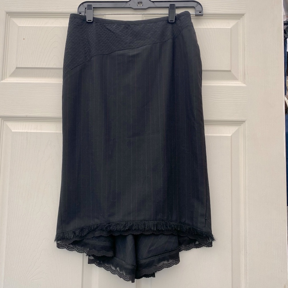 Tom K Nguyen Wool Blend Trumpet Hem Pencil Skirt 4